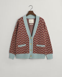 Cardigan con motivo a spina di pesce multicolore