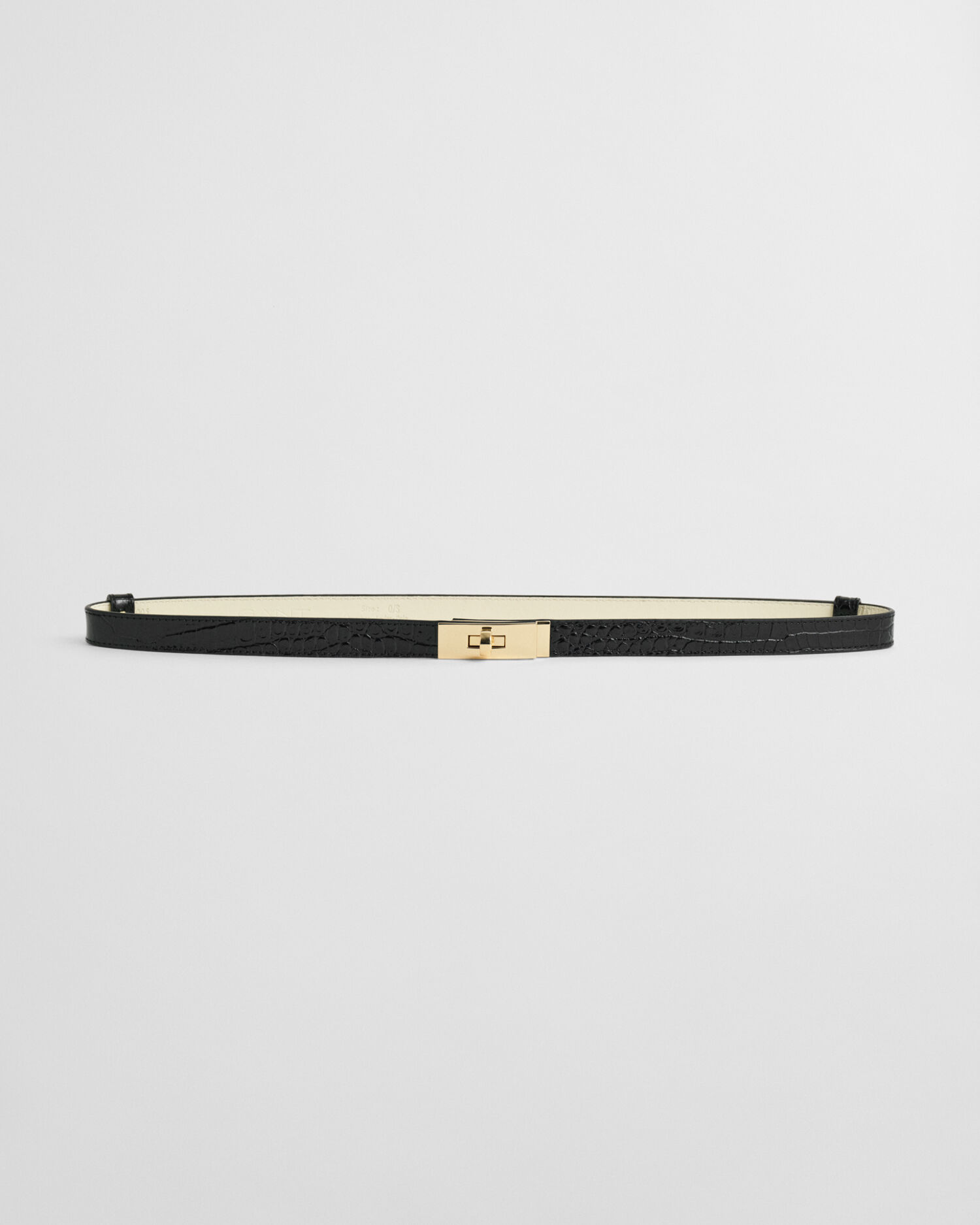 Cintura in pelle effetto coccodrillo con fibbia con girello
