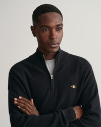 Maglia in cotone testurizzato con zip corta