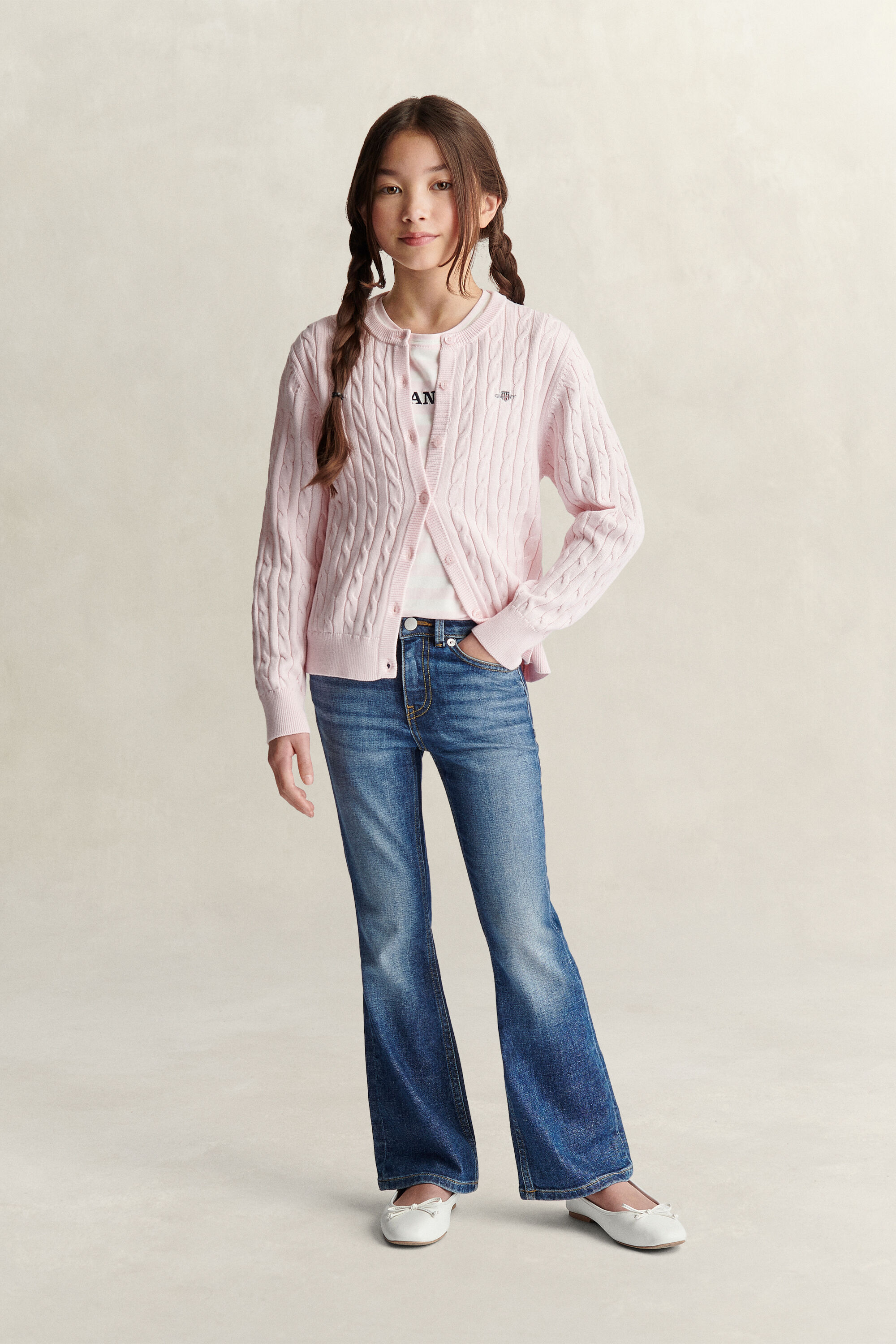 Cardigan lavorato a trecce Teen Girls