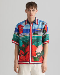 Camicia Scenery in seta a maniche corte relaxed fit