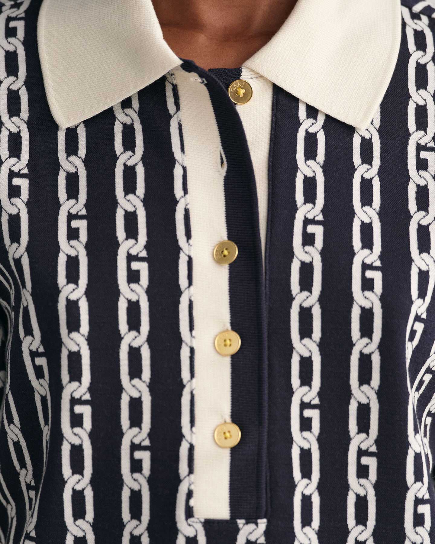 Polo a mezza manica e jacquard con catena