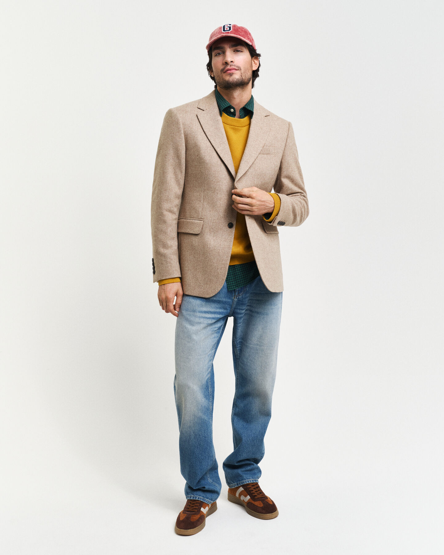 Blazer da abito con motivo a spina di pesce