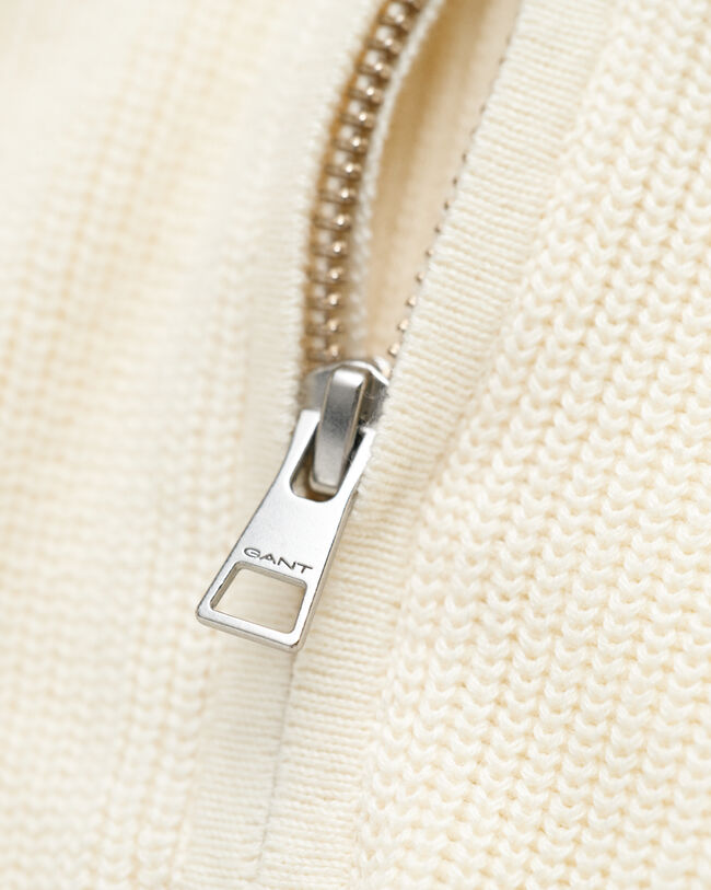 Maglia in cotone a coste con zip corta