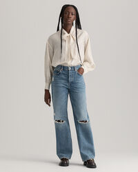 Camicia di seta gessata con fiocco