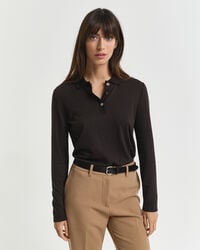 Polo a maniche lunghe con bottoni e senza cuciture