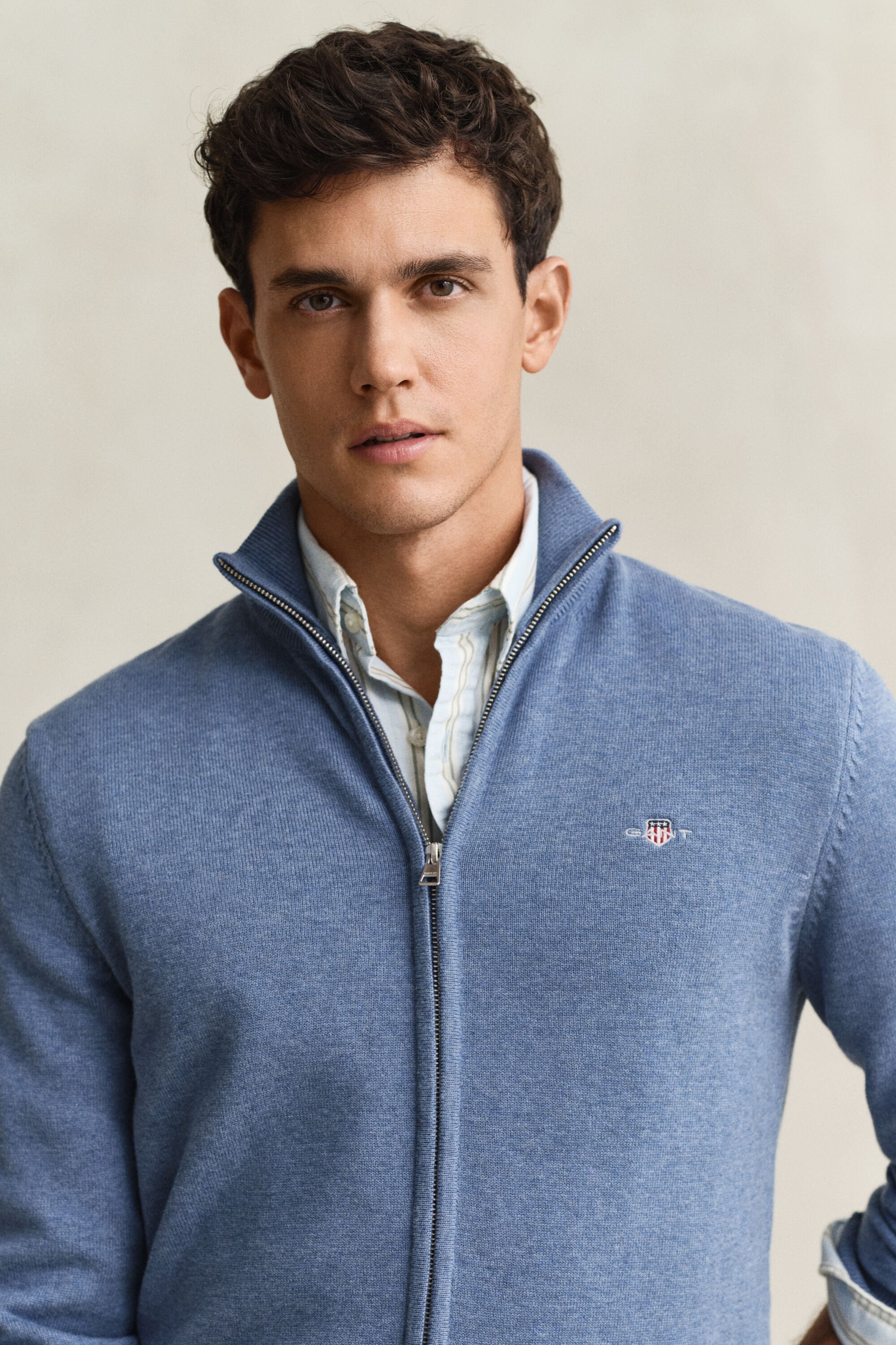 Cardigan in cotone casual con zip