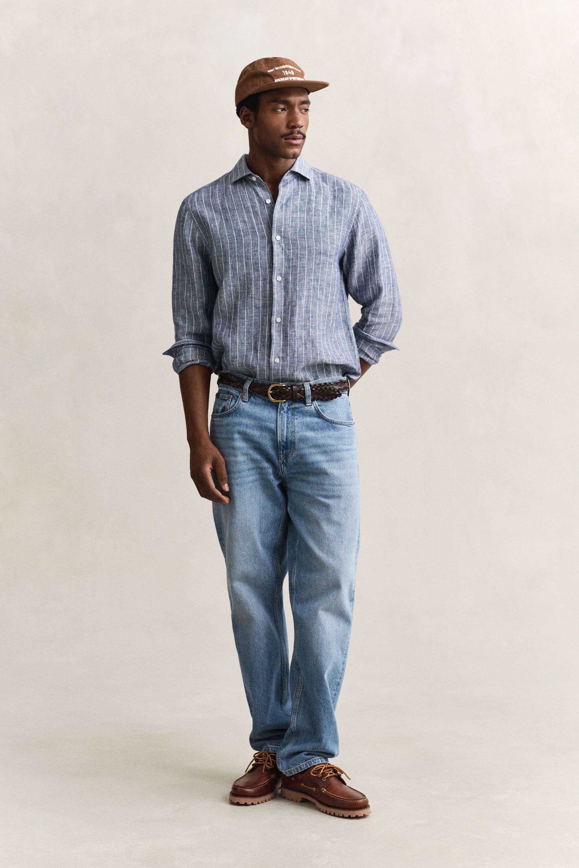 Camicia a righe in lino