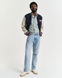 Camicia a maniche corte in misto cotone-lino regular fit