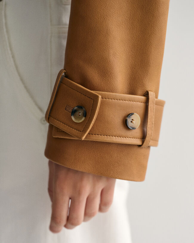 Giacca trench corta in pelle