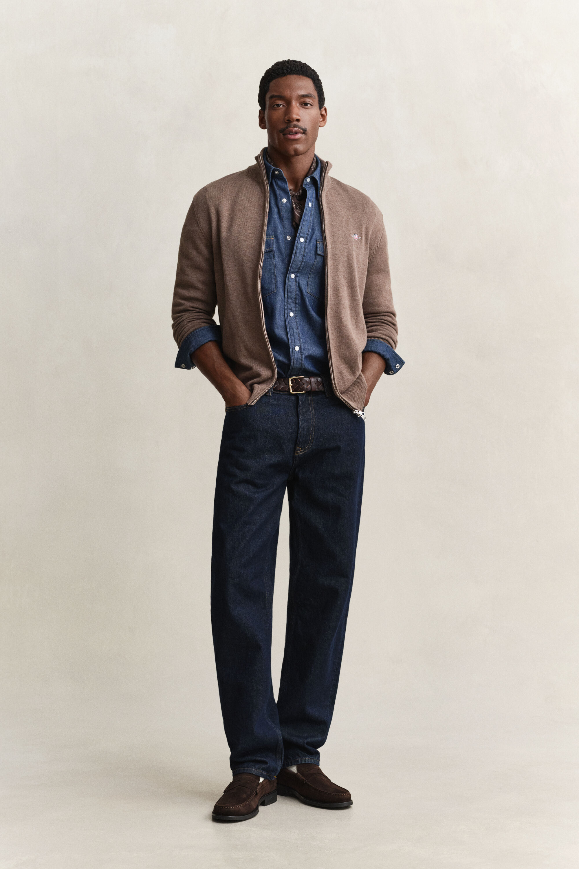 Cardigan in cotone casual con zip