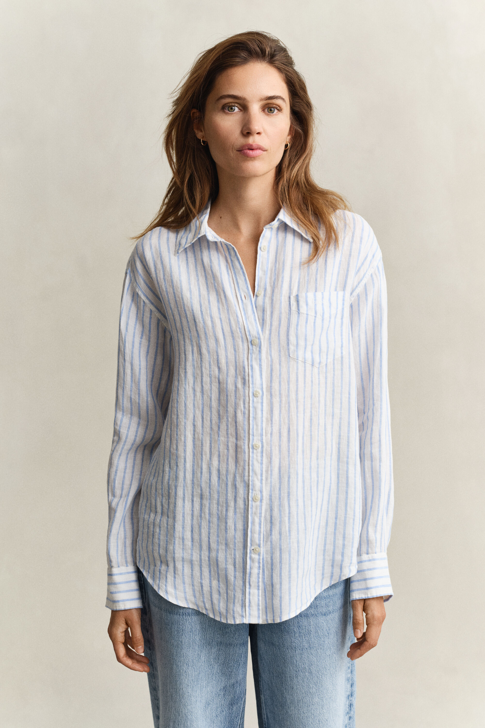 Camicia di lino a righe relaxed fit