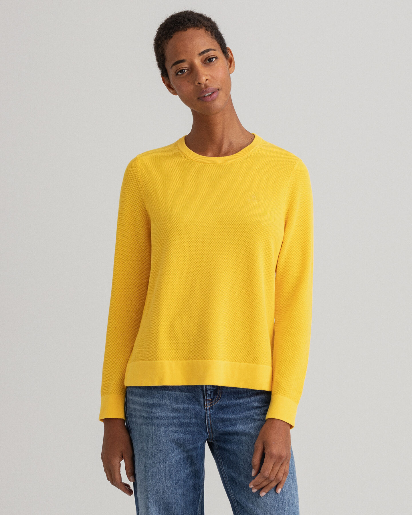 Maglia girocollo in piqu&eacute; di cotone