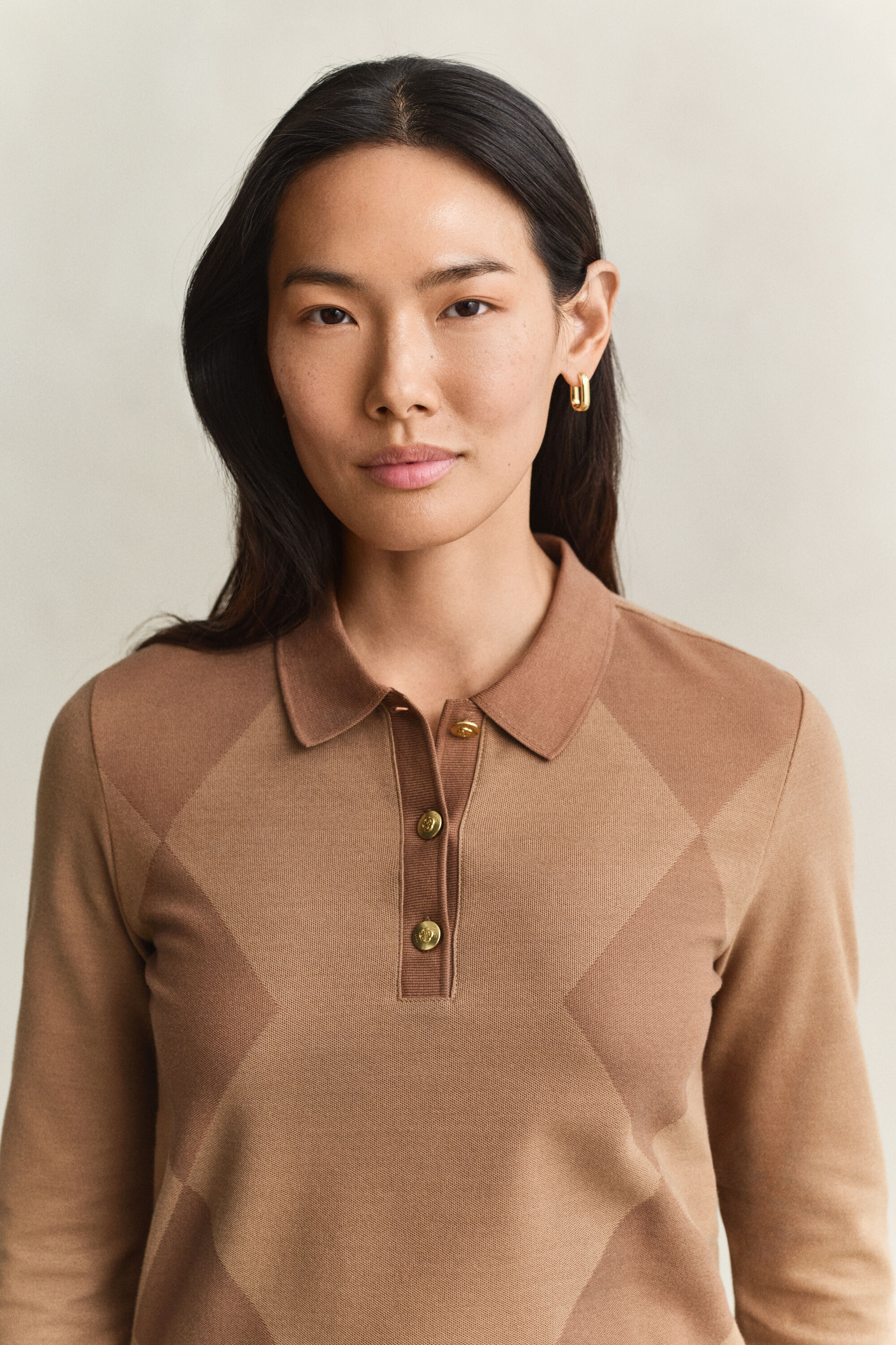 Camicia in stile polo a maniche lunghe Argyle