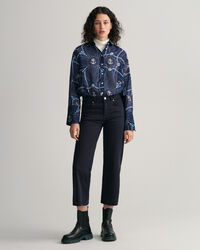 Camicetta di seta e cotone con stampa Sailing relaxed fit