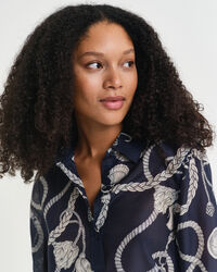 Camicia in seta e cotone con stampa Sailing regular fit