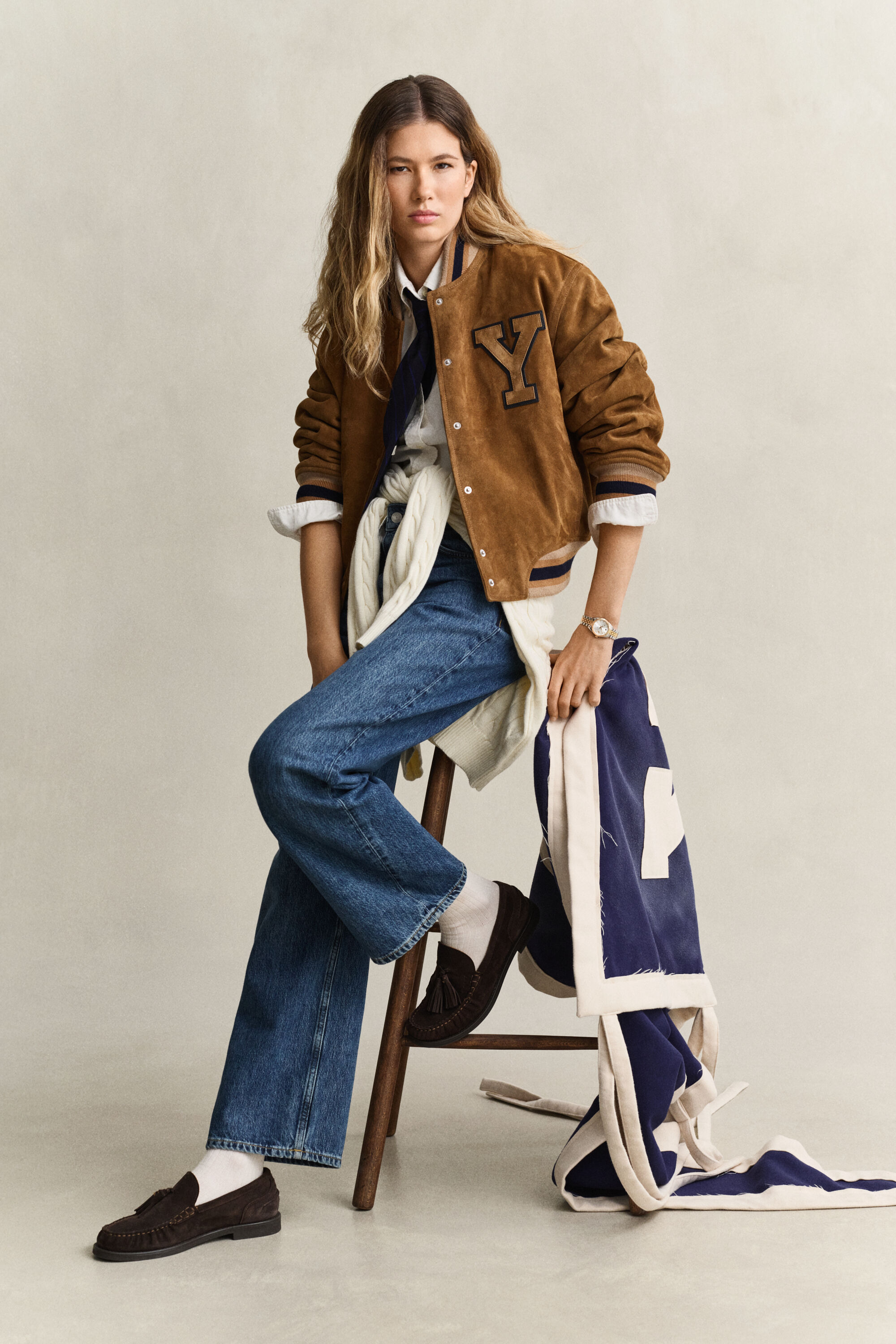 Gant x Yale Varsity Jacket in camoscio