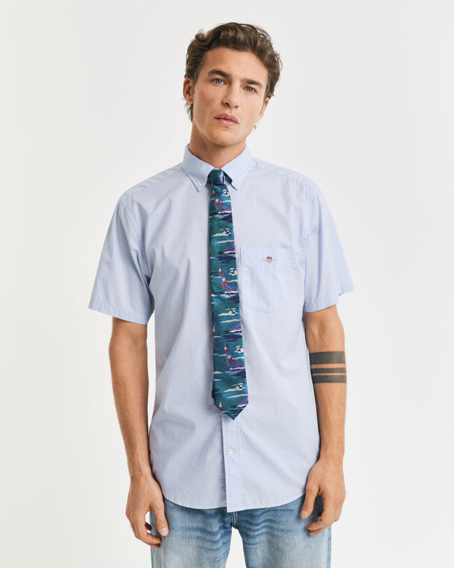 Camicia classica a maniche corte in popeline regular fit