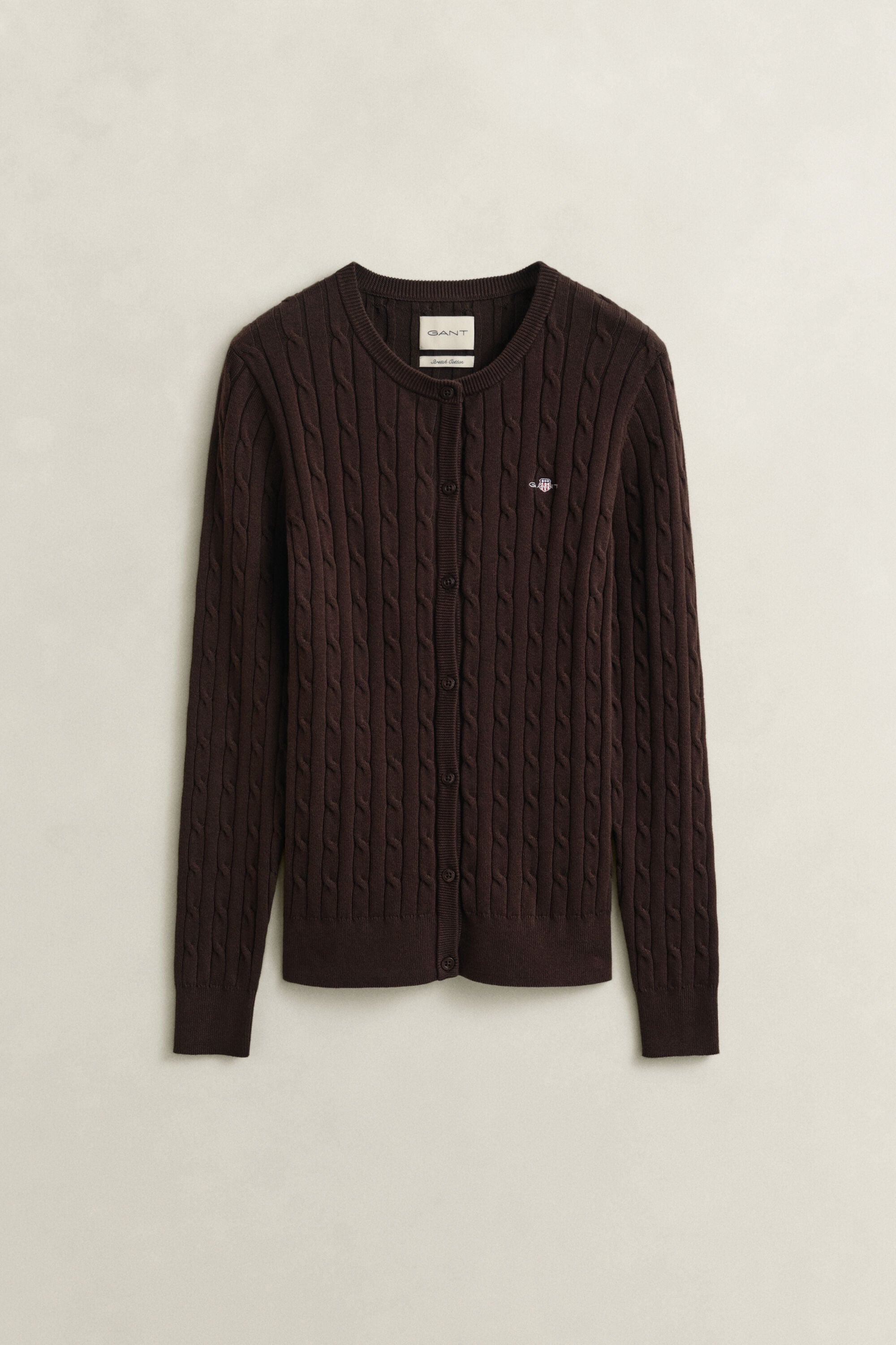 Cardigan in maglia di cotone elasticizzato a trecce