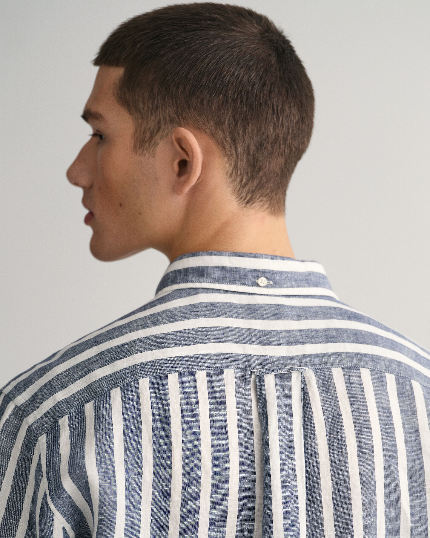 Camicia di lino a righe larghe regular fit