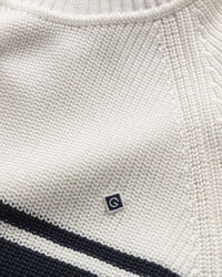 Maglia girocollo in cotone a coste a righe