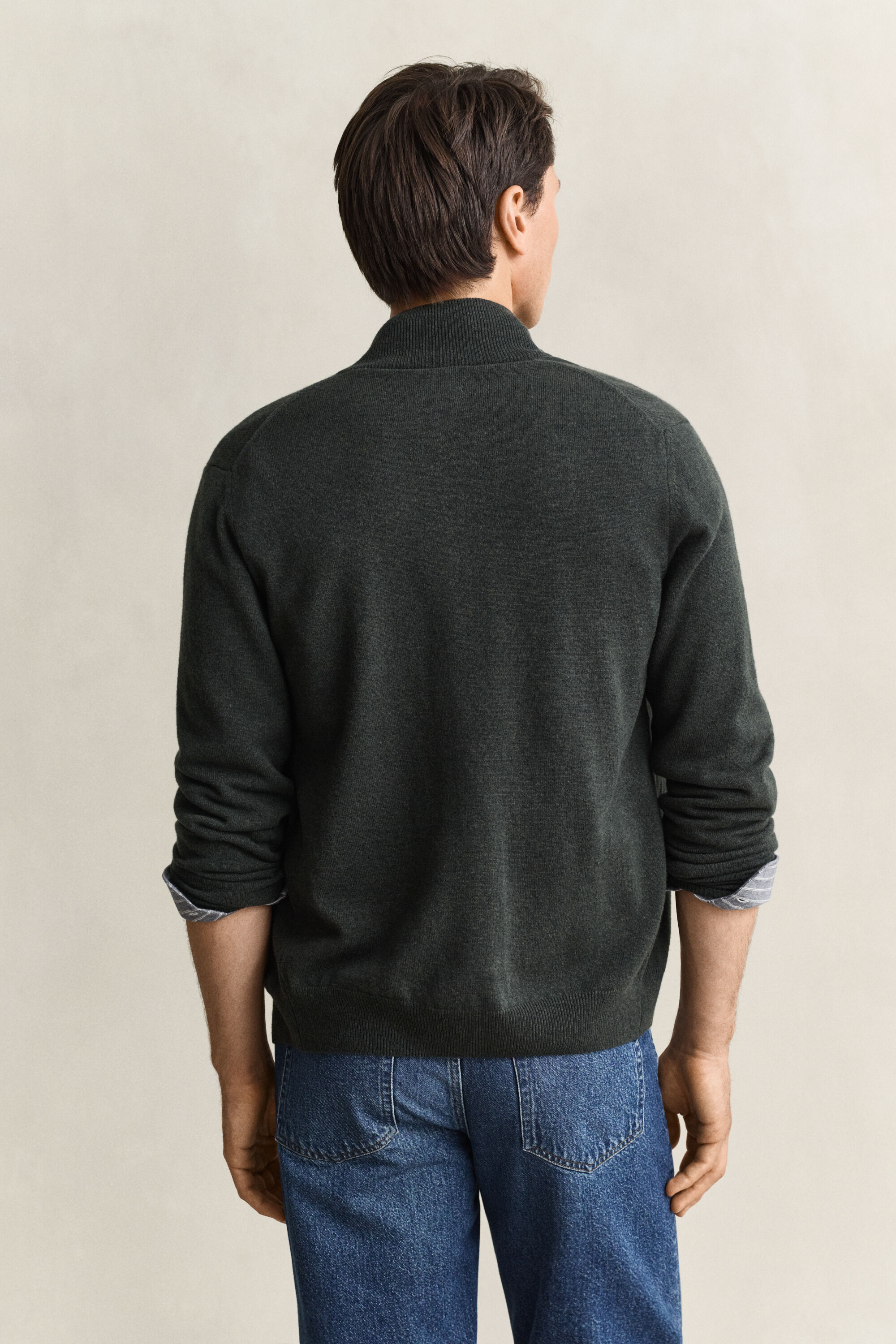 Cardigan con zip in lana d’agnello