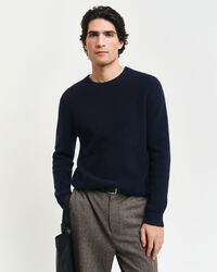 Maglia girocollo in misto lana testurizzata