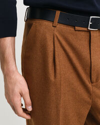 Pantaloni da abito in flanella di lana relaxed fit