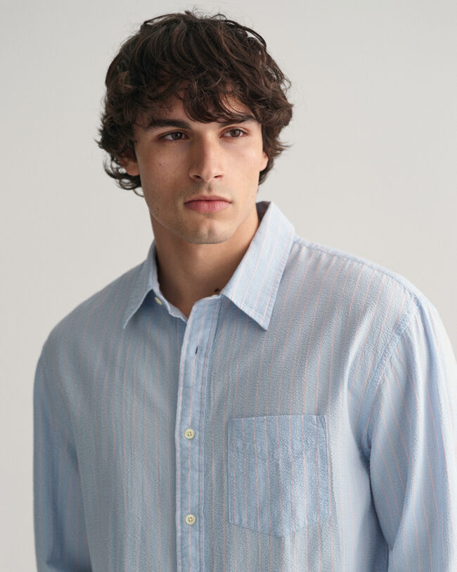 Camicia Seersucker gessata relaxed fit