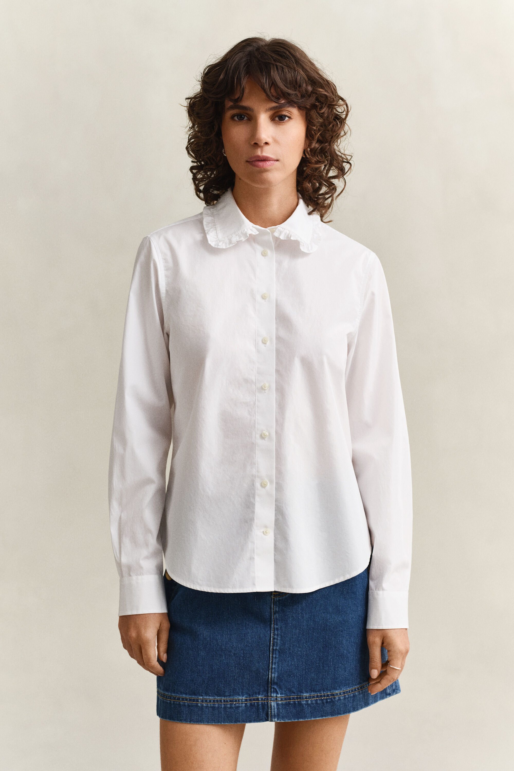 Camicia in cotone con volant