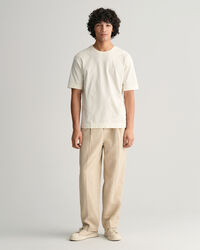 Pantaloni chino in misto cotone-lino plissettati