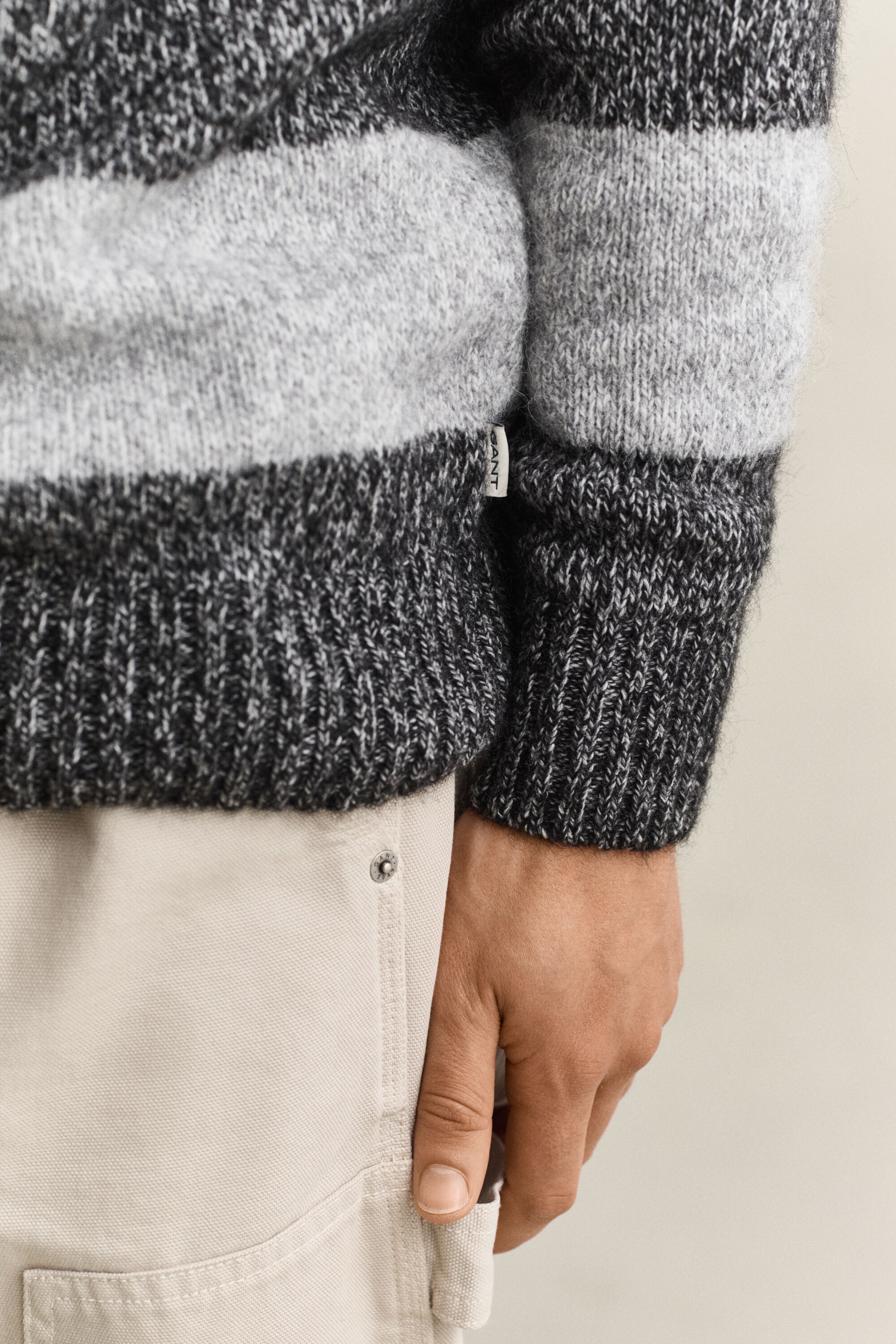 Maglia polo in misto lana d’alpaca a righe