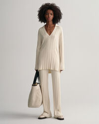 Maglia con colletto aperto in maglia a coste