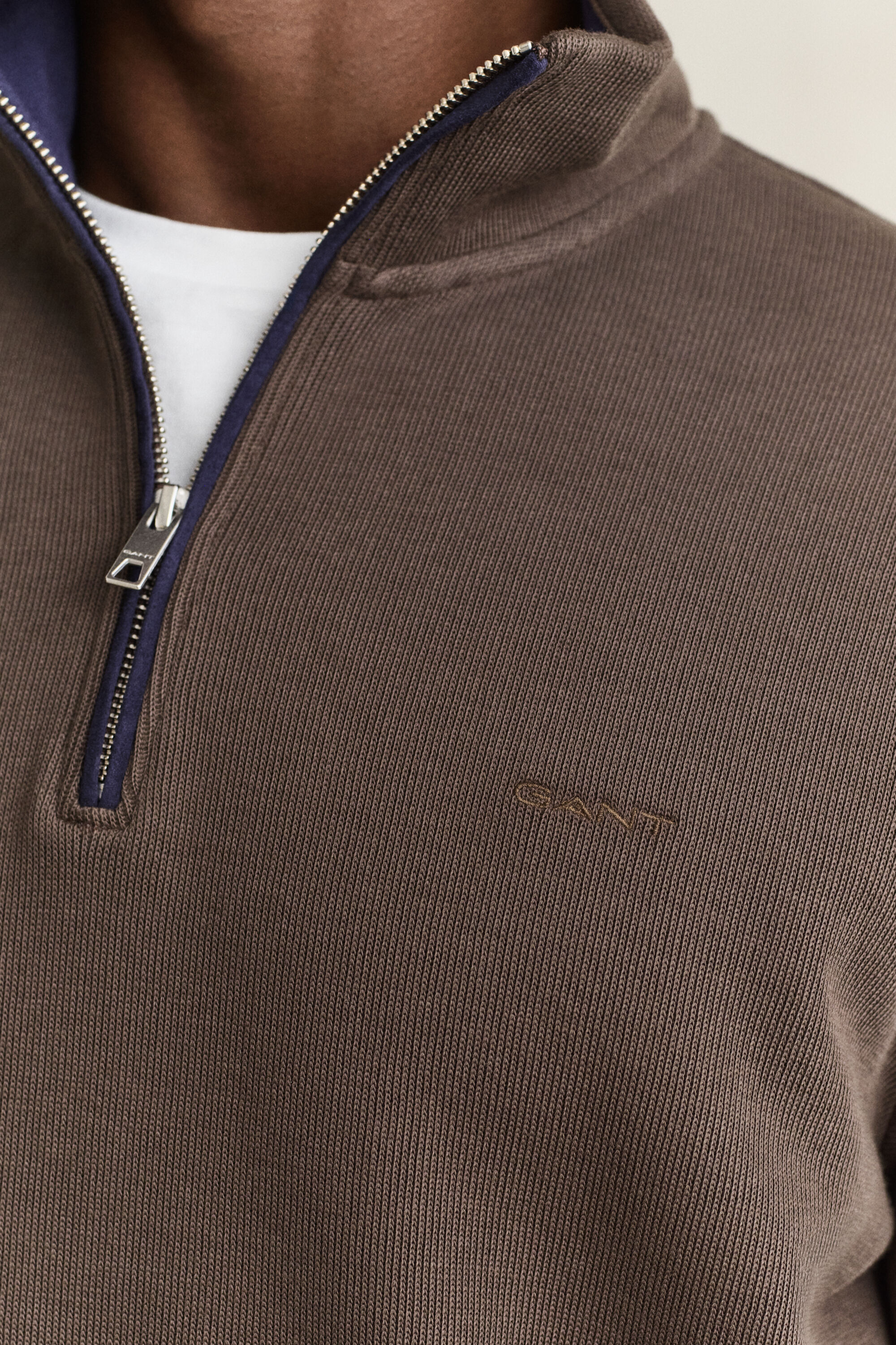 Felpa Sacker Rib con zip corta