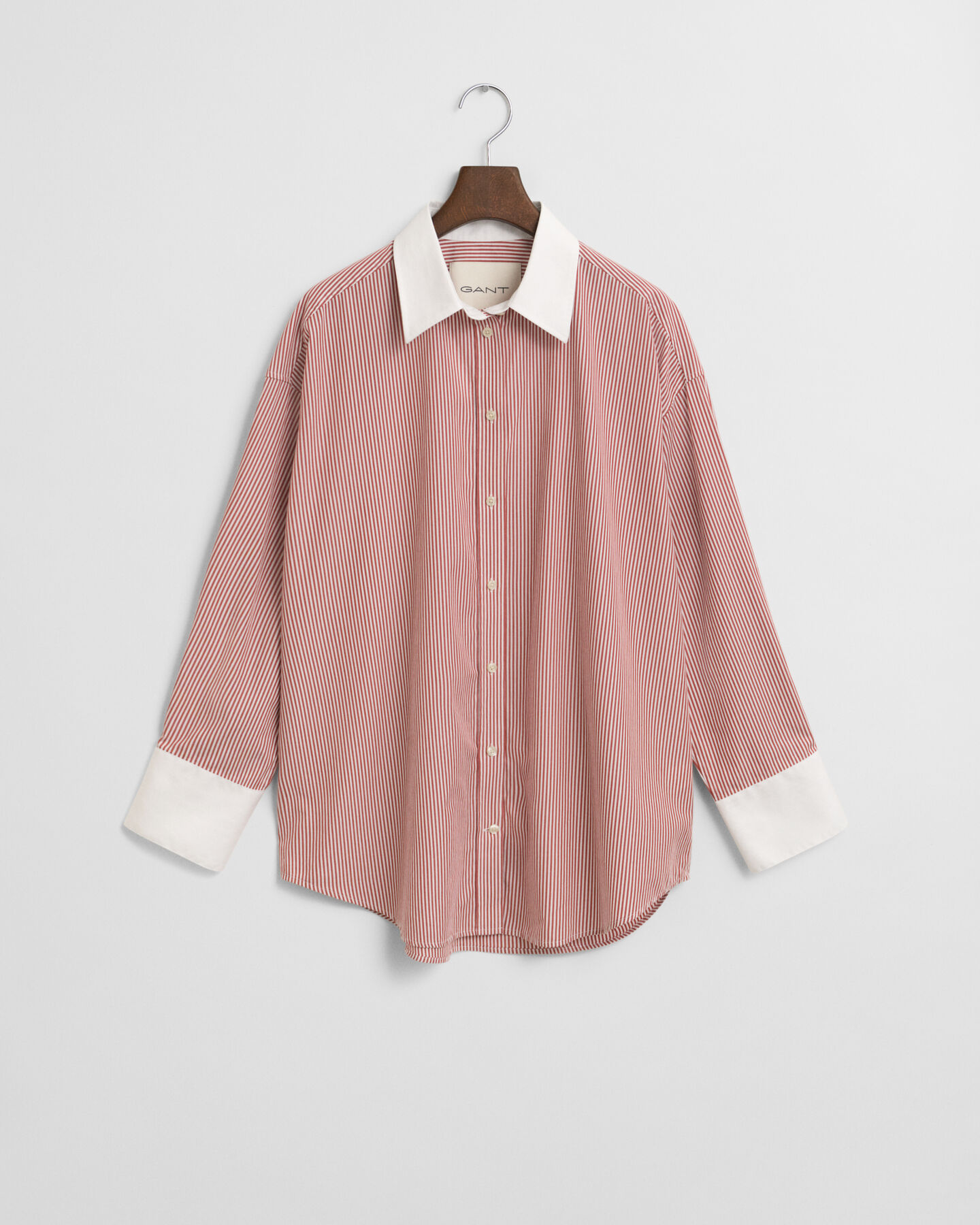 Camicia a righe con colletto a contrasto oversize