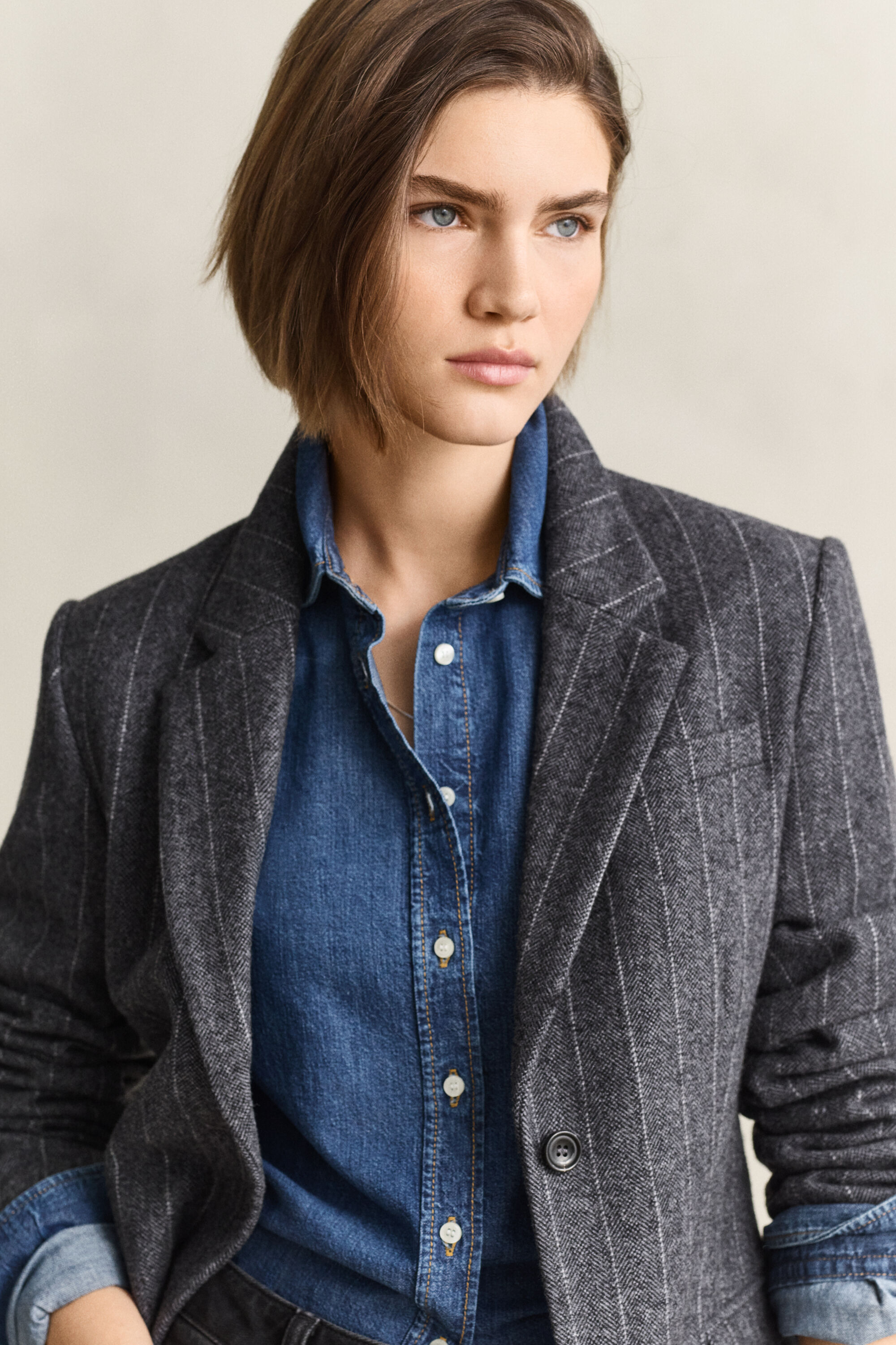 Blazer a clessidra gessato