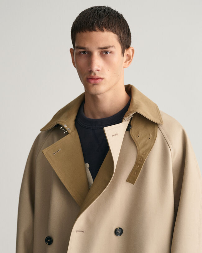 Trench lungo in cotone pesante