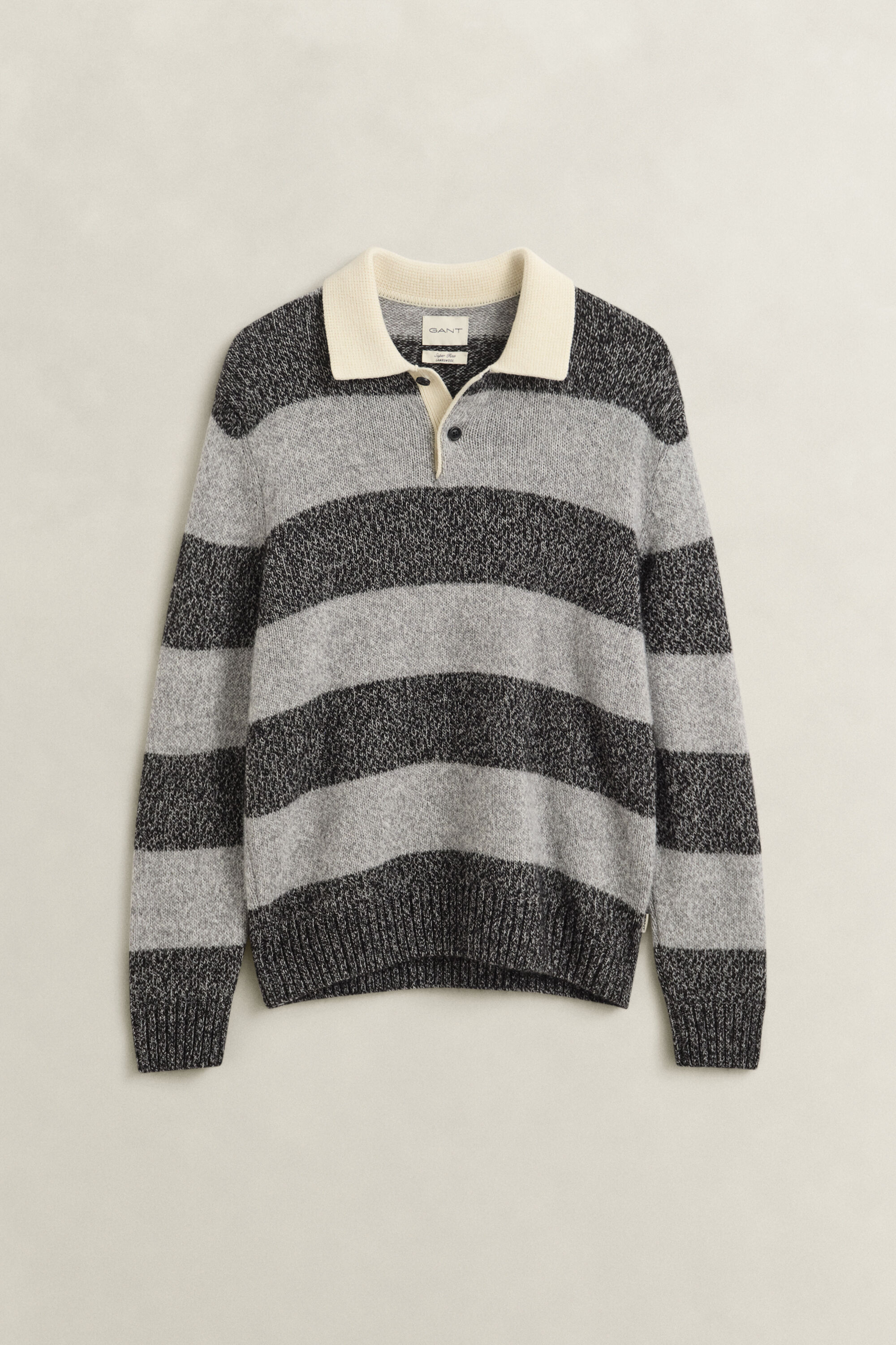 Maglia polo in misto lana d’alpaca a righe