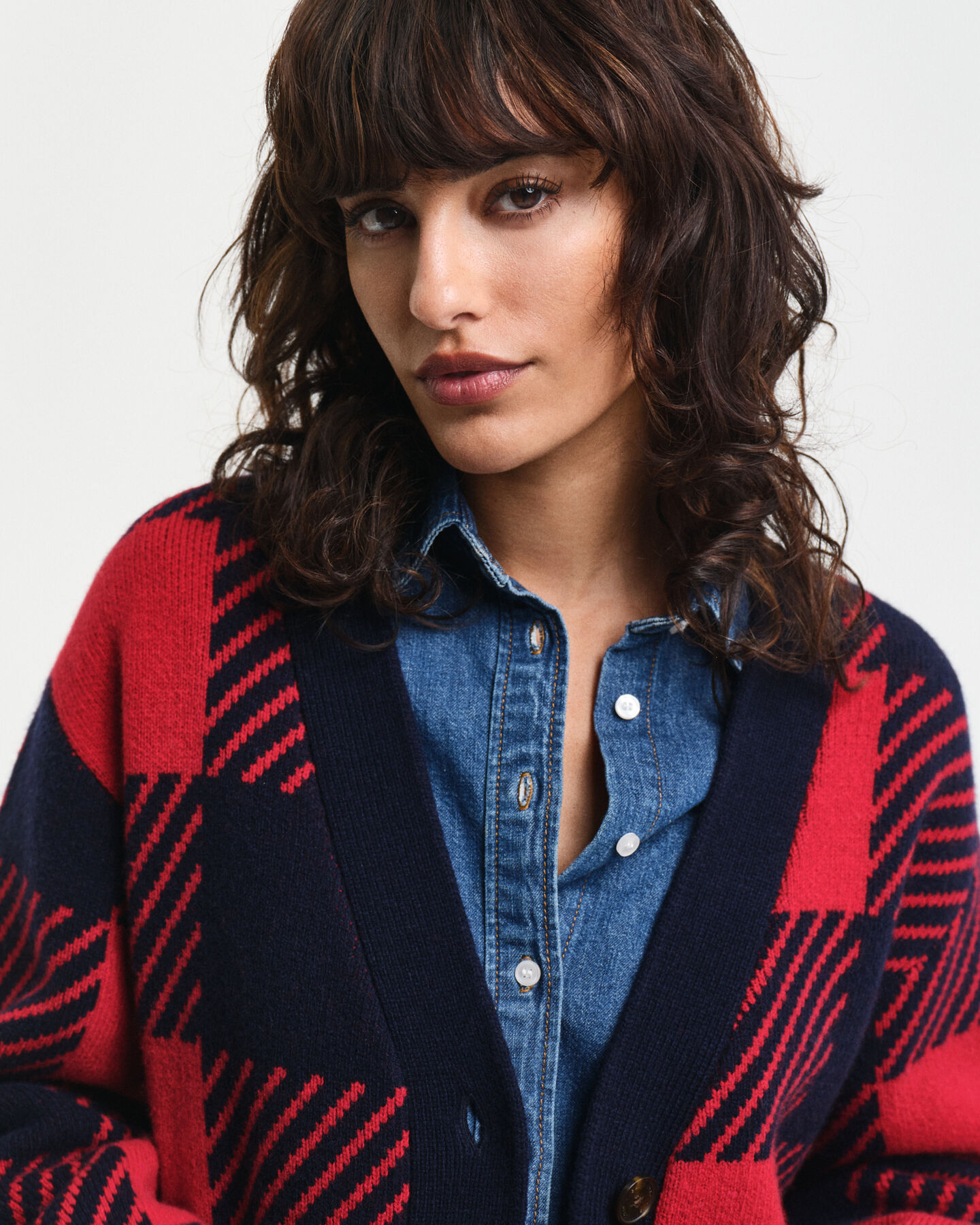 Cardigan con scollo a V Buffalo Checked