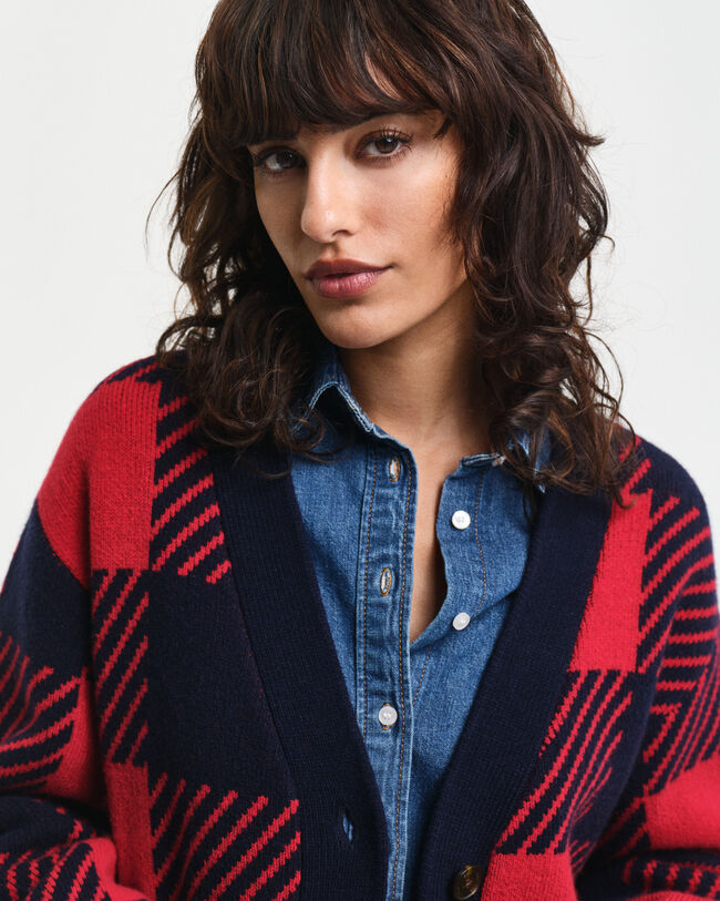 Cardigan con scollo a V Buffalo Checked