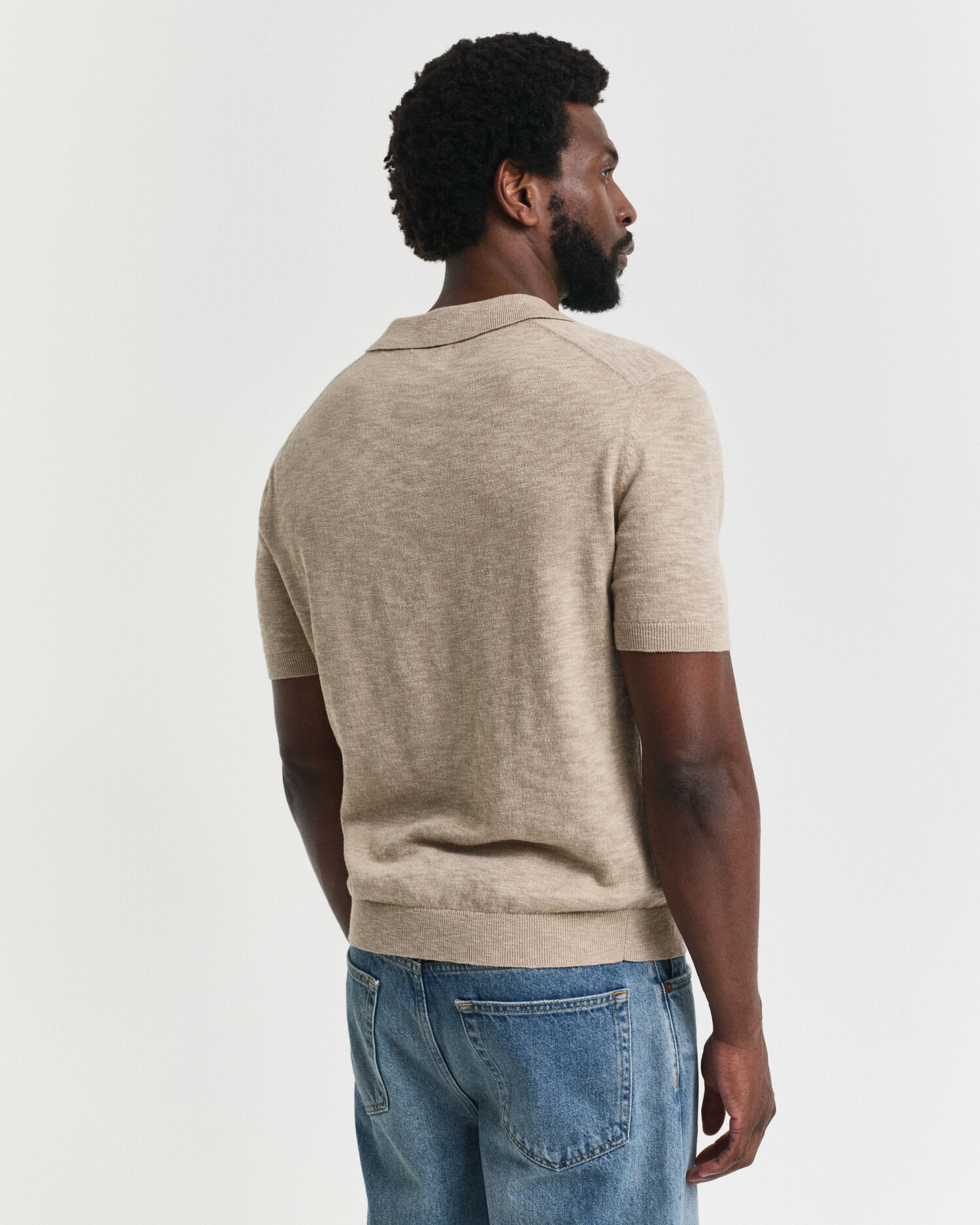 Polo a maniche corte in misto lino