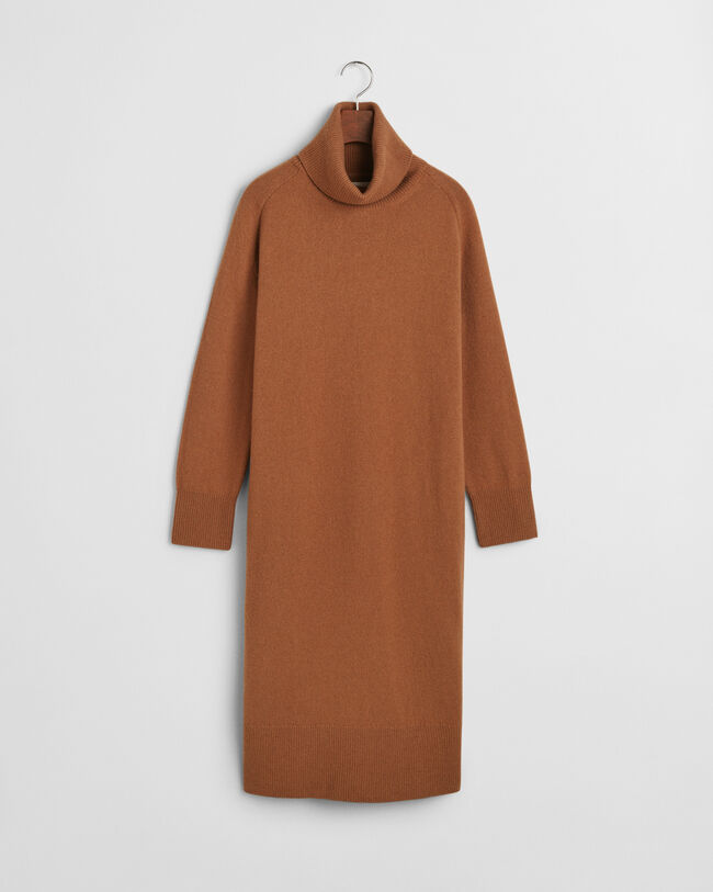 Abito a collo alto con dettagli con motivo a spina di pesce