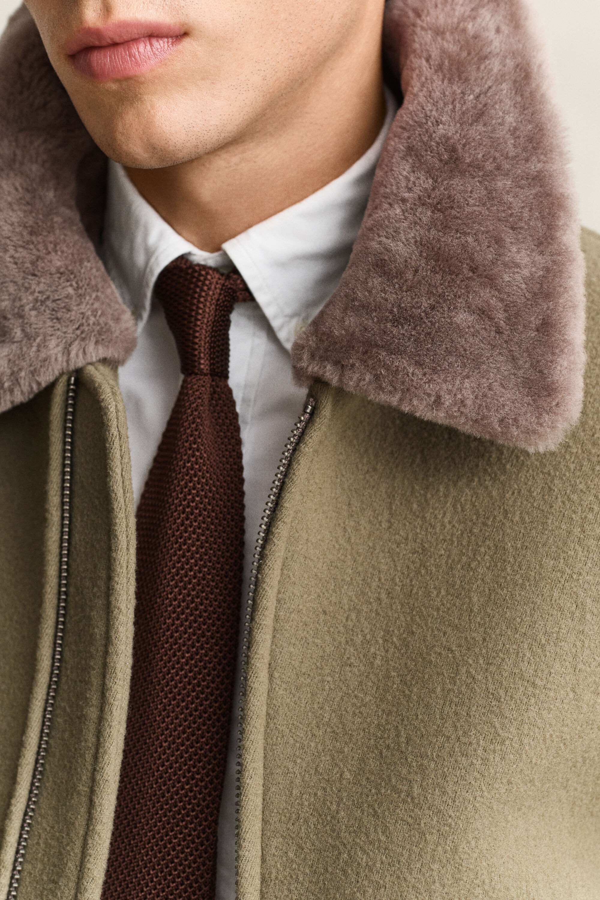 Giacca Aviator in lana e shearling