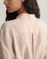 Abito chemisier in lino a maniche corte