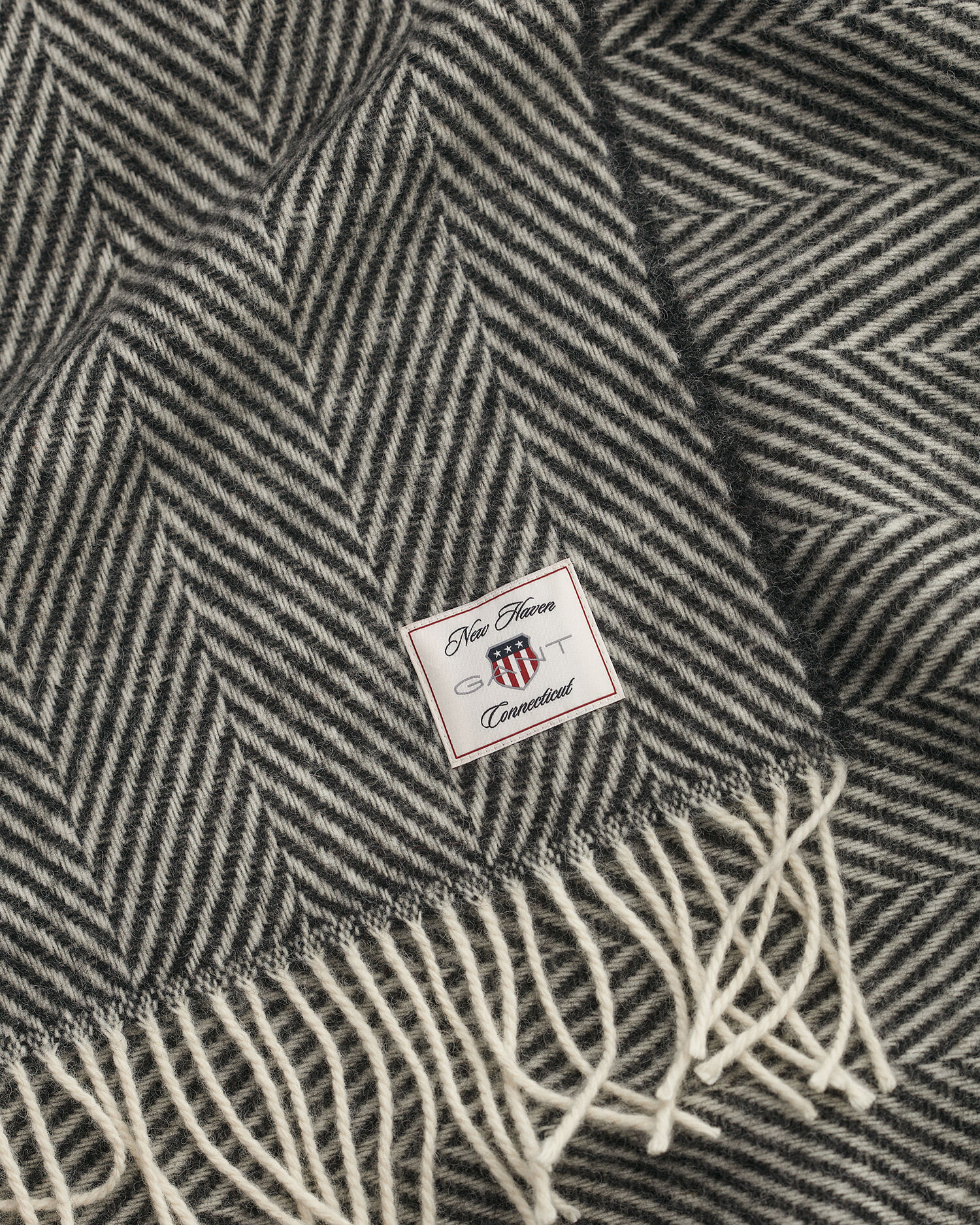 Coperta in lana con motivo a spina di pesce