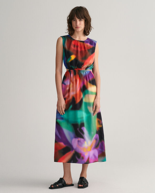 Abito smanicato con stampa floreale