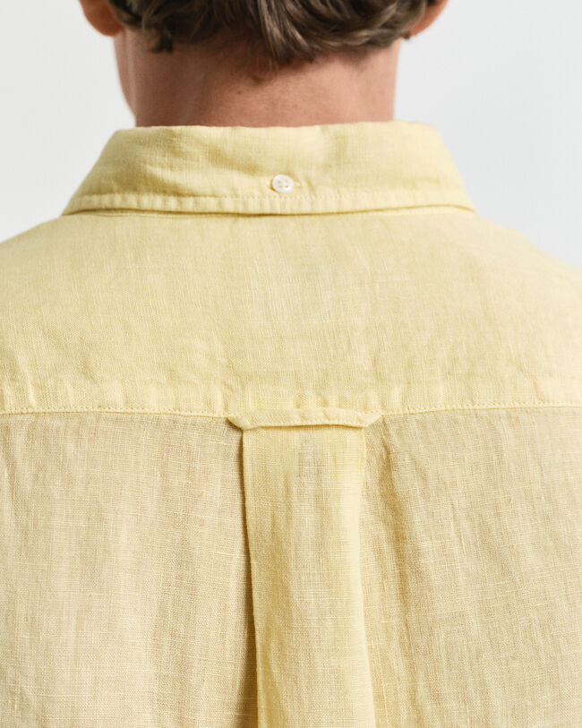 Camicia di lino tinto in capo maniche corte regular fit