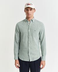 Camicia in misto cotone-lino a righe regular fit