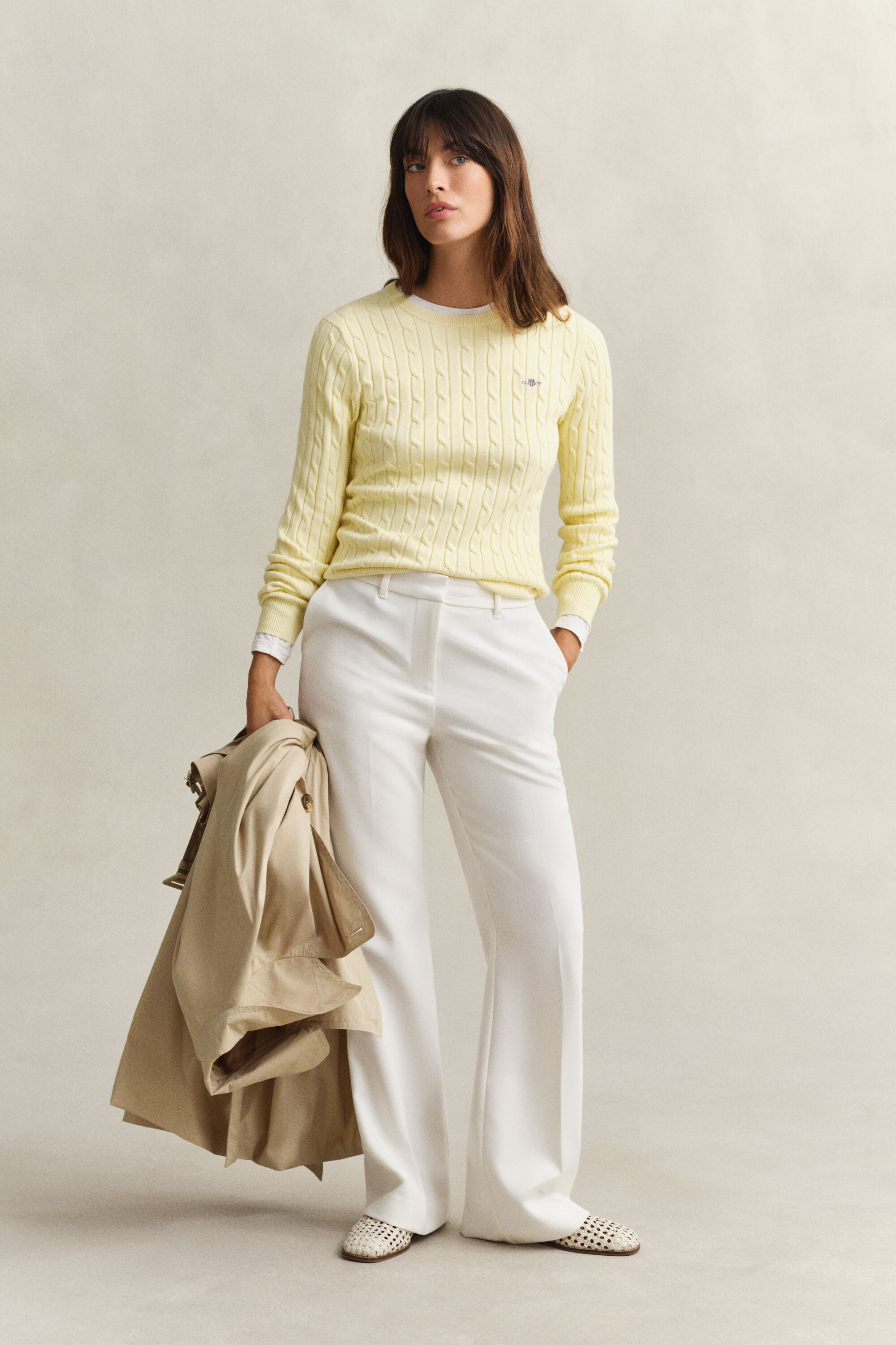 Maglia girocollo a trecce