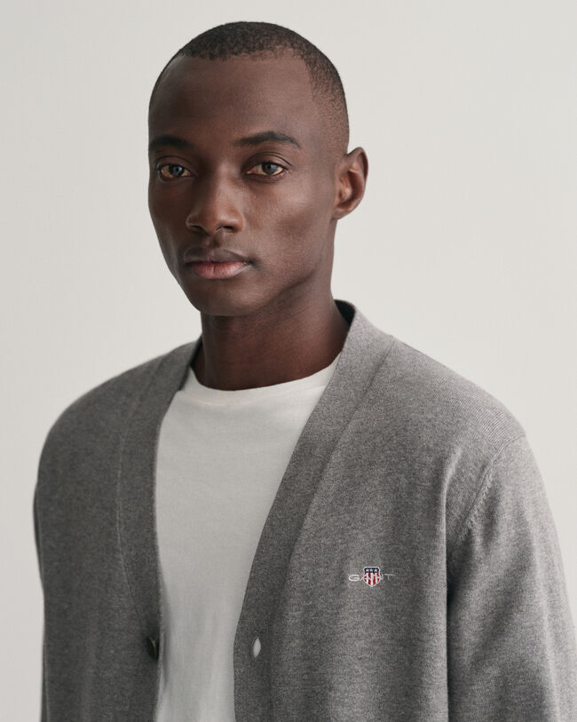 Cardigan in cotone classico con scollo a V